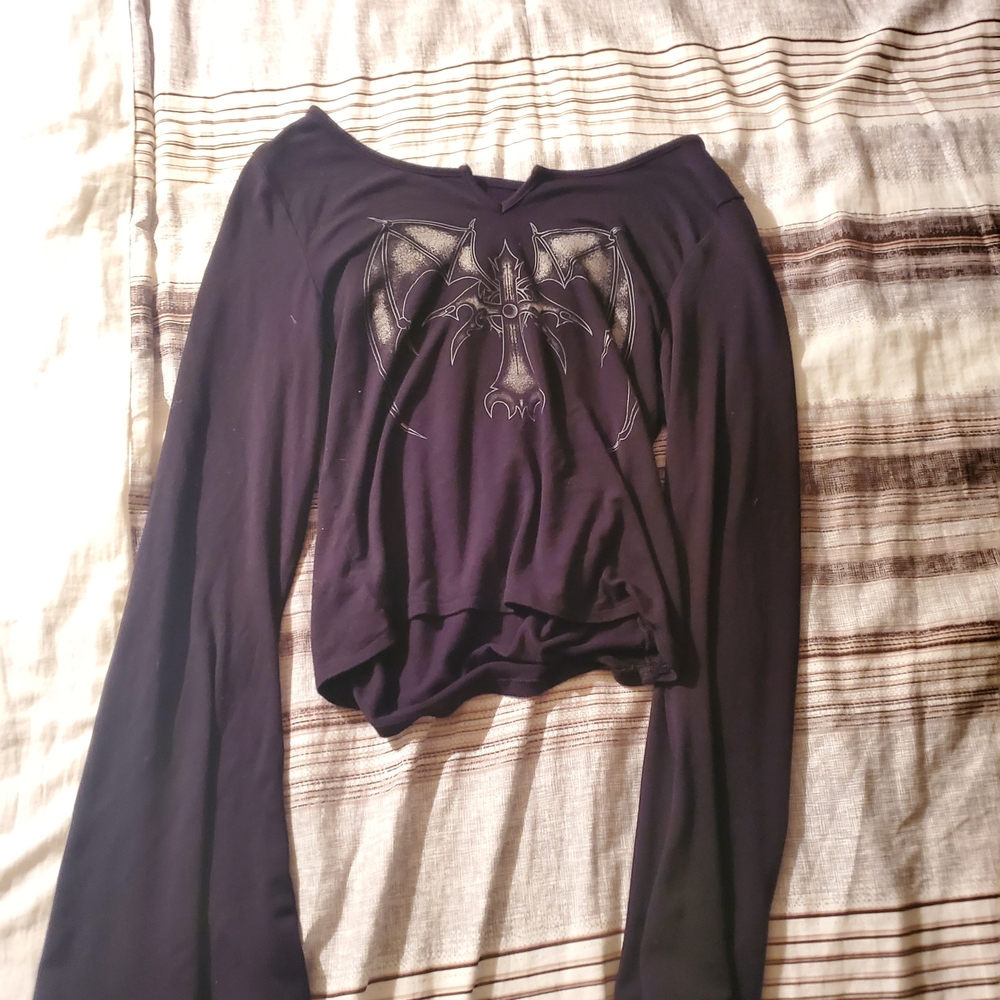 Hot Topic Black Gothic Graphic Blouse